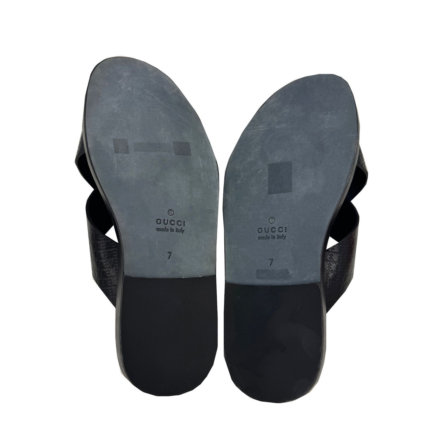 中古】GUCCI グッチ サンダル メンズ 7サイズ 約26cm ブラック レザー