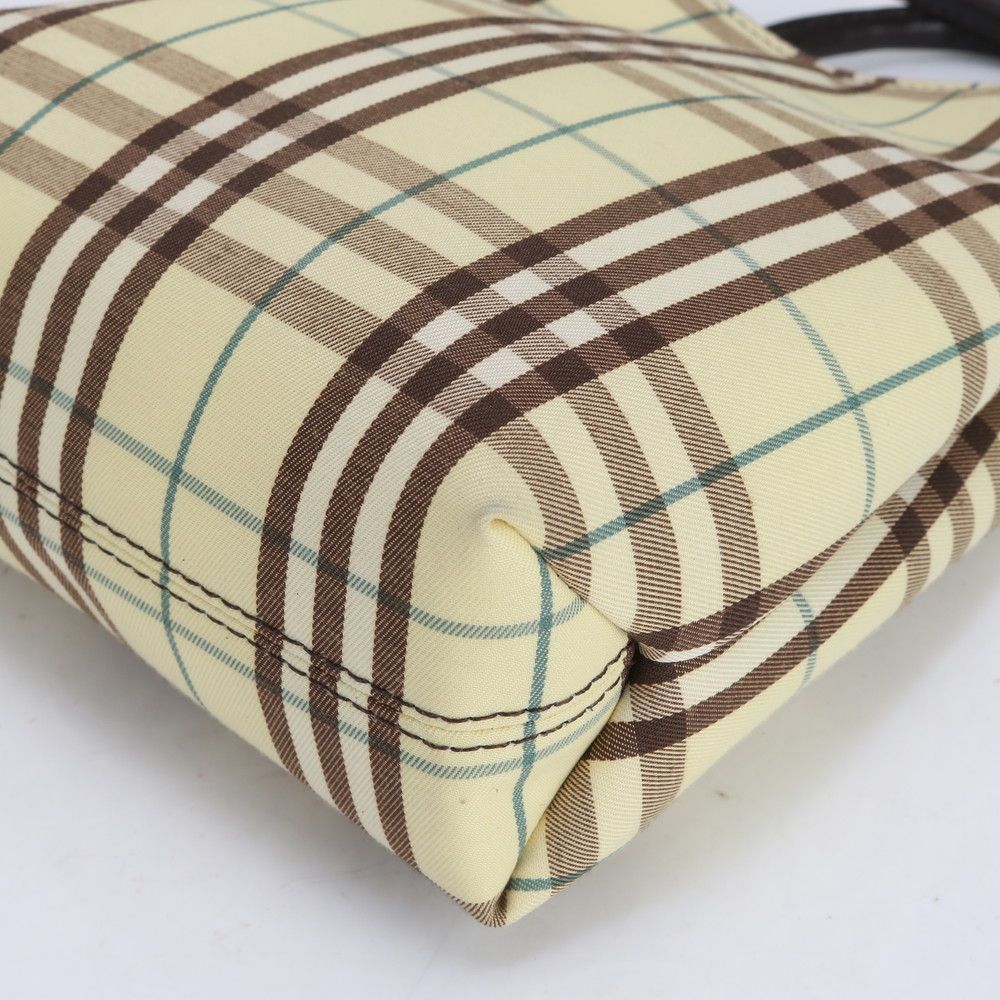 美品 バーバリー チェック レザー キャンバス ハンドバッグ トート  