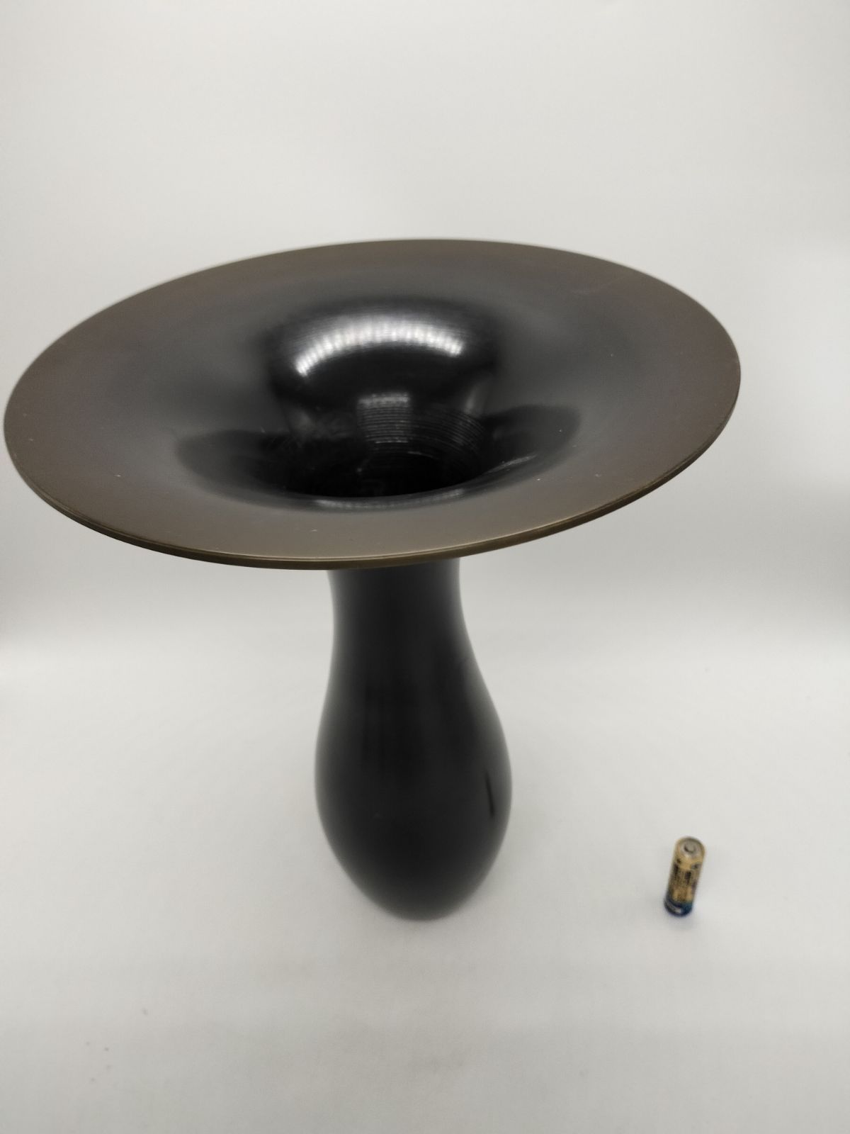 花器 銅製銅器 円形 窯 工房 変形 生花 華道 手作り 昭和 美術工芸