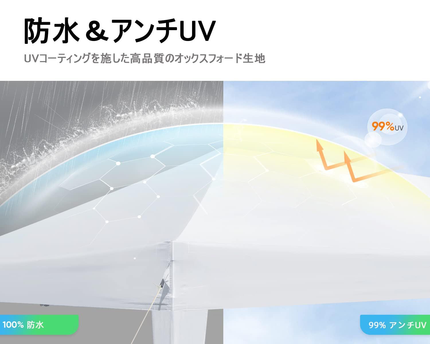タープテント テント 大型 3m×6mUVカット 3段階調節 キャンプ アウトドア 大型テント ワンタッチテント タープ キャスター付きバック 店頭販売 屋外 集会用 車庫 大型 少年野球 サッカー 試合応援 運動会 イベント ホワイト