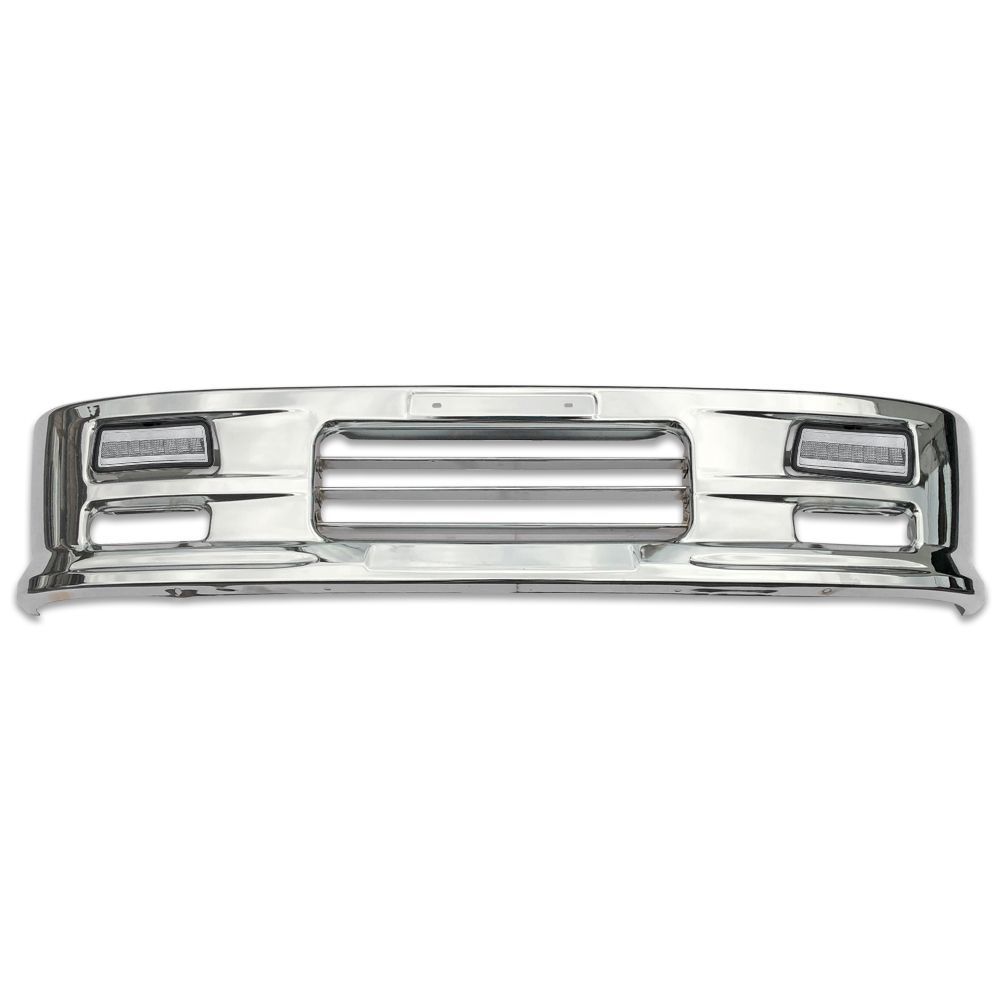 日野 デュトロ トヨタ ダイナ トヨエース 標準キャブ メッキ フロント バンパー 白LEDフォグランプ 取り付けステー 付き