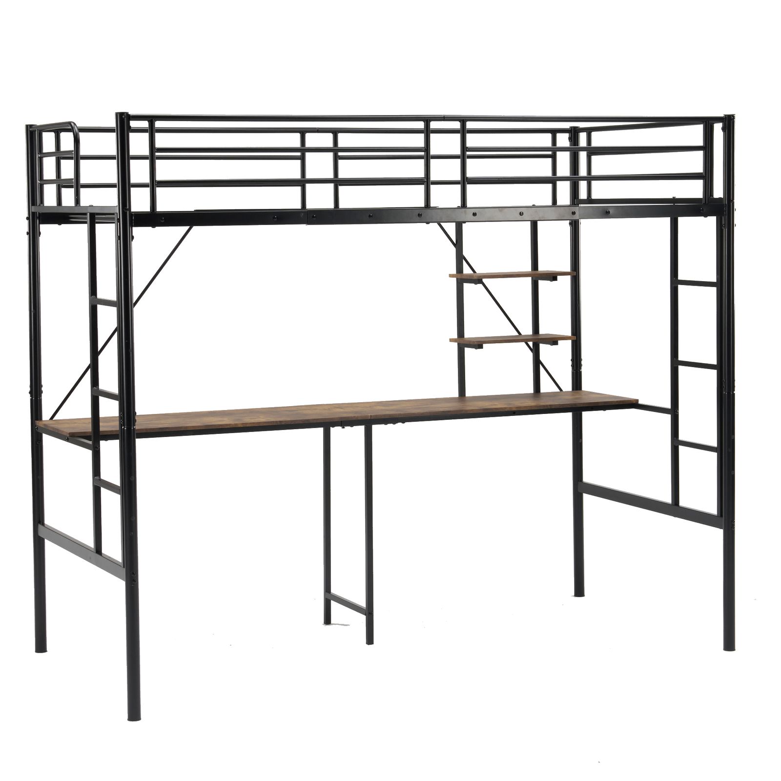 15%割 システムベット ロフトベッド シングル デスク ラック付き 耐荷重150kg 高170cm