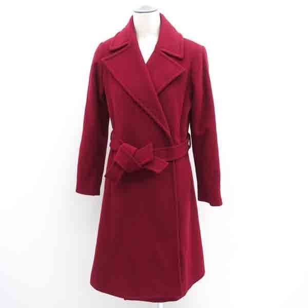 LAUREN RALPH LAUREN ラルフローレン ◆ベルテッドチェスターコート ウール レッド サイズ0 LS2521 レディース ガールズ LADY 女性 婦人 レディースファッション