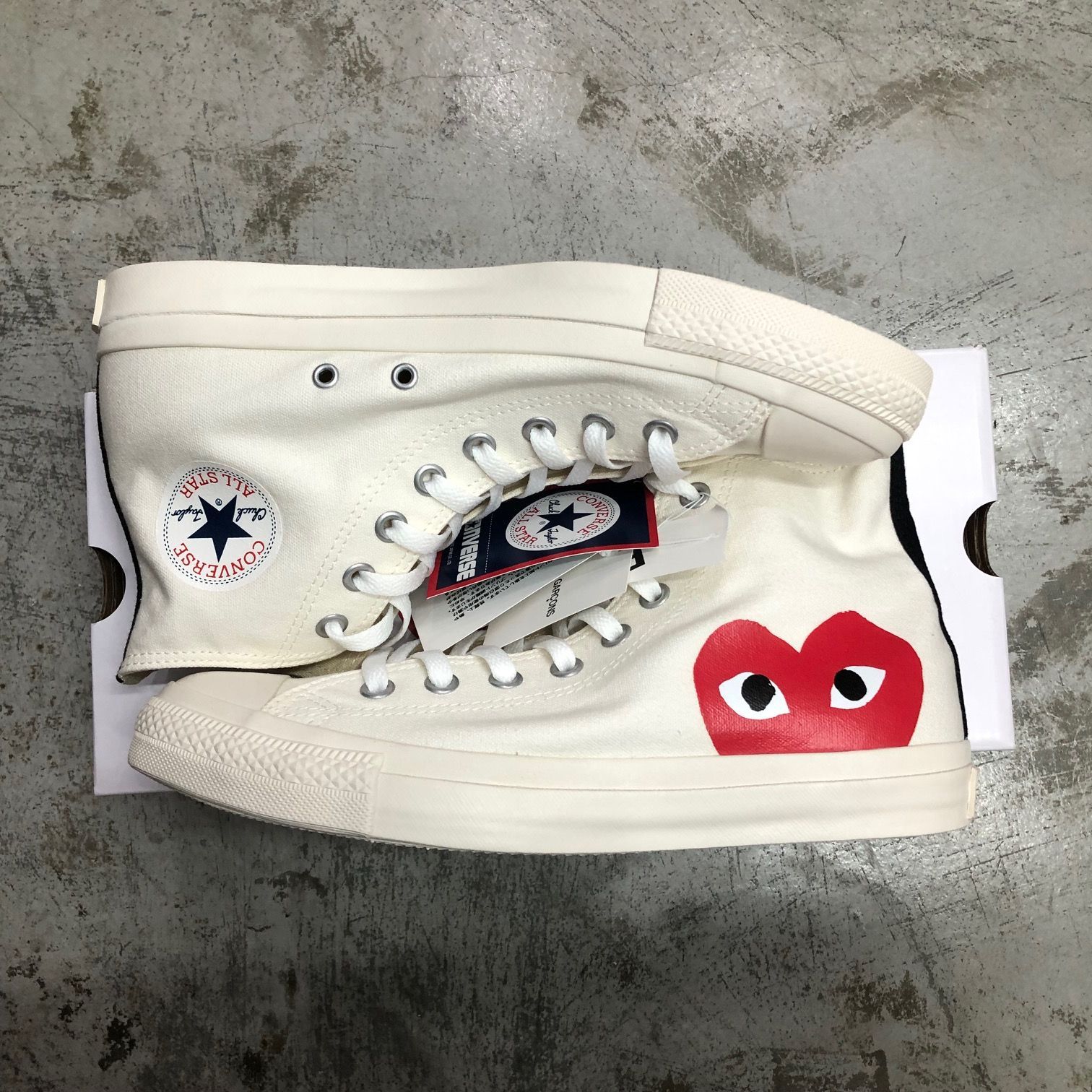 新品 PLAY COMME des GARCONS × Converse コラボ ハート ハイカットスニーカー プレイコムデギャルソン コンバース AZ-K113-001-2-6  27cm