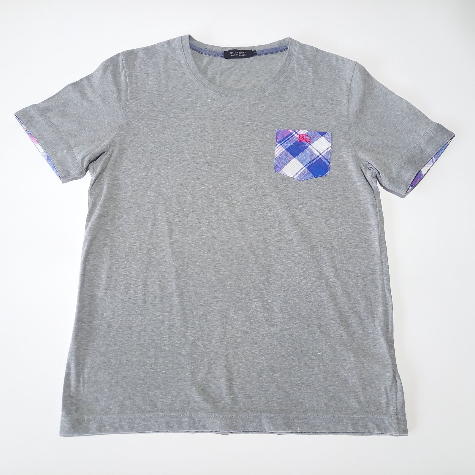 BURBERRY バーバリー ノバチェック 胸ポケット Tシャツ グレー バーバリー ブラックレーベル チェックポケット Tシャツ グレー