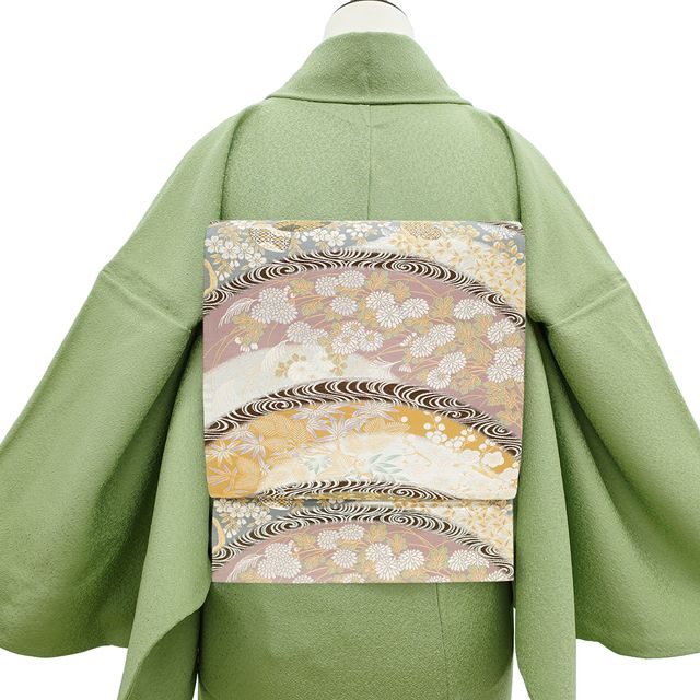 ♡さん専用 新品】 袋帯 金糸 横段 花唐草 黒 赤 七宝 正絹 絹 長尺 上質