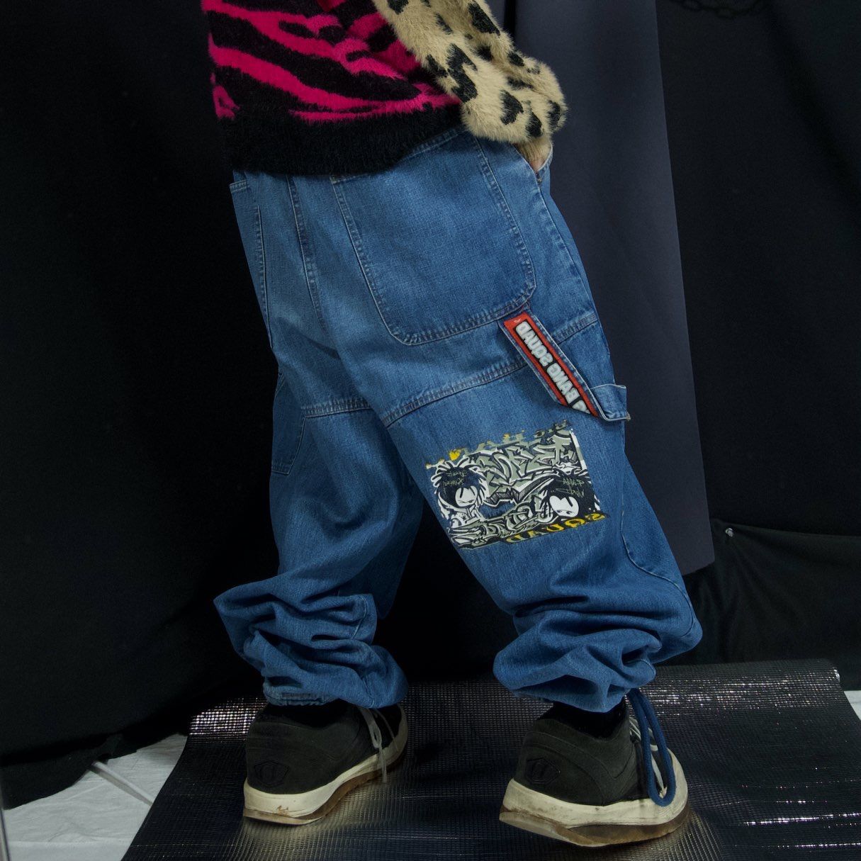 バギーデニム sk8 y2k JNCO bigboy ロカウェア 似xu dog 黒 白 バギーデニム sk8 y2k JNCO bigboy ロカウェア 似 - メルカリ