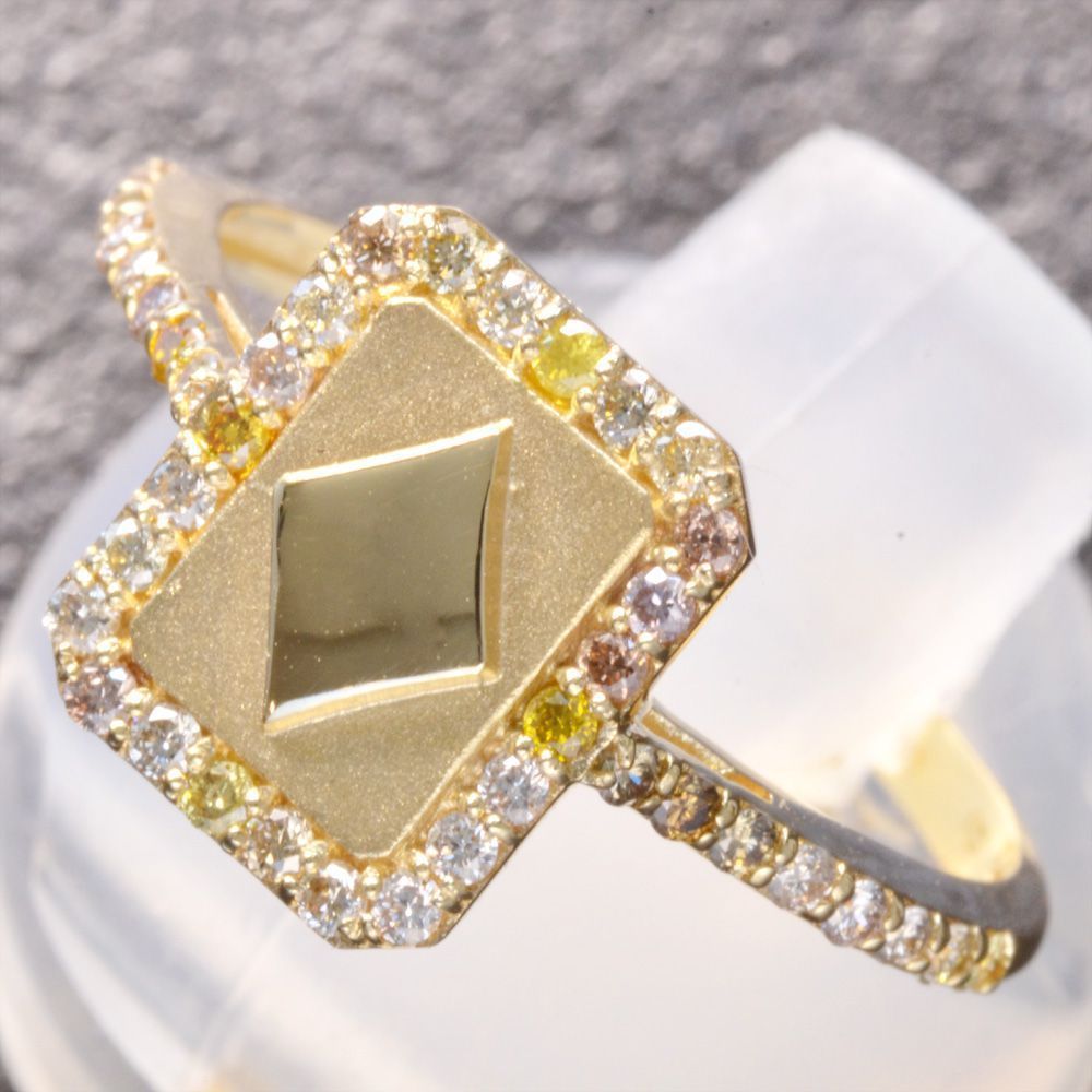 指輪 メンズ ピンキーリング K18 18金 18k ダイヤモンド トランプ