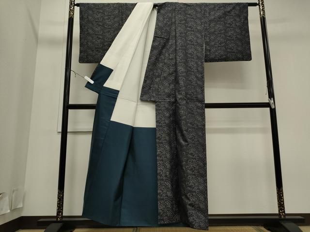 平和屋着物○本場大島紬 白大島 舞花文 大野織物謹製 証紙付き 正絹