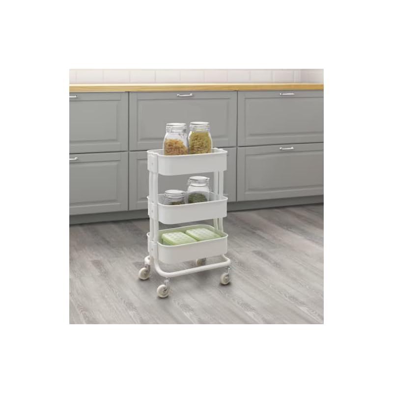 ＩＫＥＡ/イケア RASHULT/ロースフルト：ワゴン38x28x65 cm ホワイト （504.459.90） IKEA - イケア -LOSHULT -ロスフルト- ワゴン パイン材 38x38x82 cm