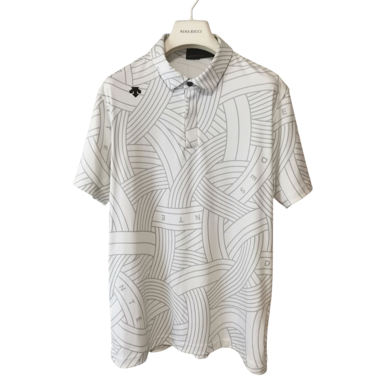 coco 中古 デサントゴルフ DESCENTE GOLF メンズ 半袖ポロシャツ L 白 ホワイト 総柄 未使用品 メンズ デサントゴルフ DESCENTE GOLF 半袖ポロシャツ