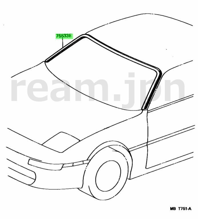 トヨタ純正 MR2 SW20 SW20L SW21 フロントガラス モール ウェザーストリップ JDM TOYOTA Genuine Front glass m ing weather strip