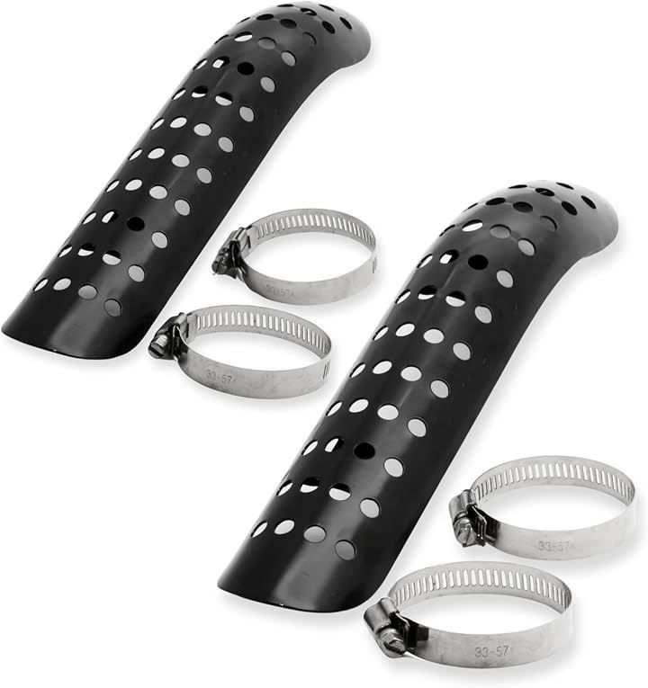 UMikke マフラーガード バイク用 ヒートガード パンチング 細めマフラー管用 直径5.7cm以下 2セット(ブラック,  2pサイズ)
