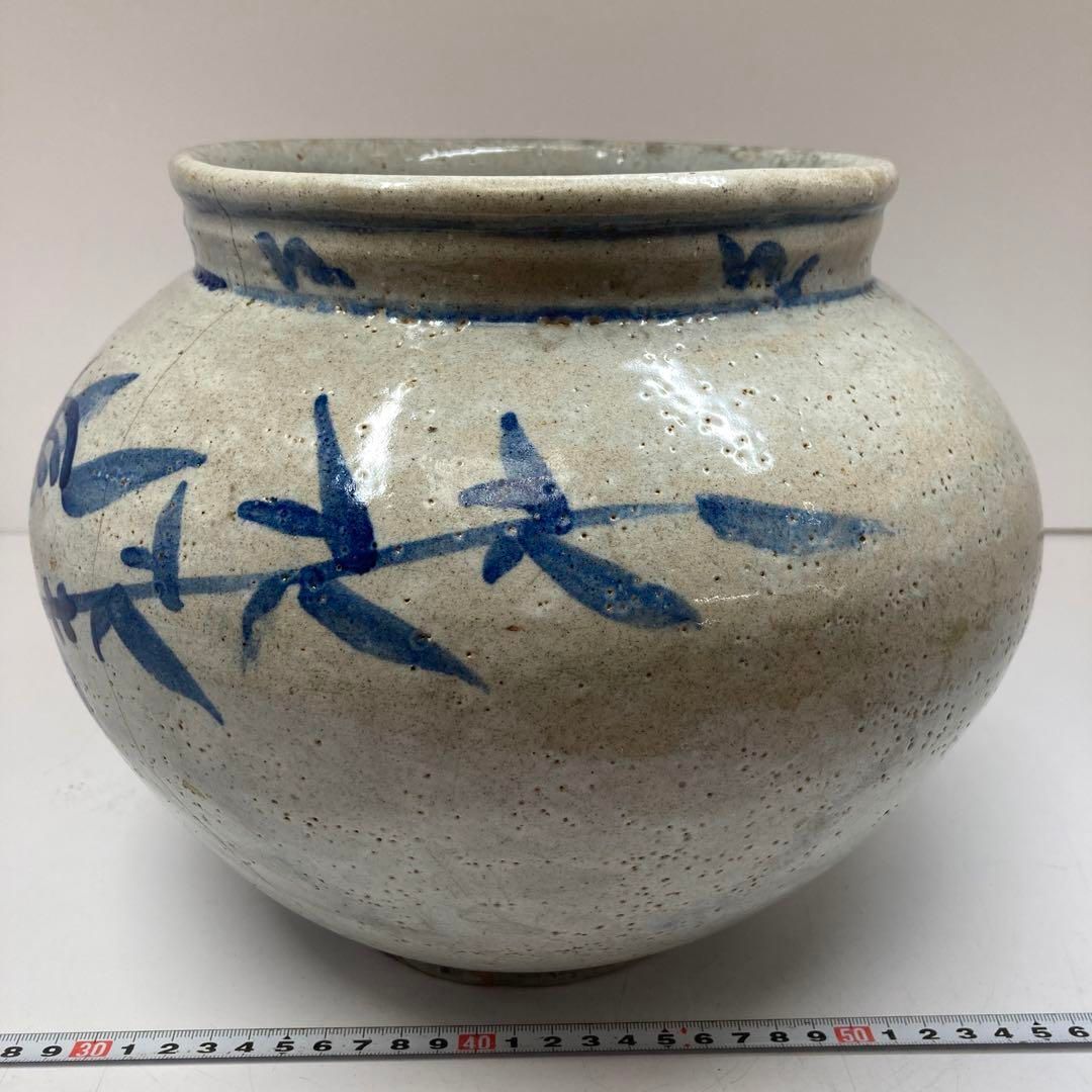 李朝　染付大壺　身幅約26/高さ23㎝　東Y5-0913② 李朝 染付大壺 身幅約26/高さ23㎝ 東Y5-0913②