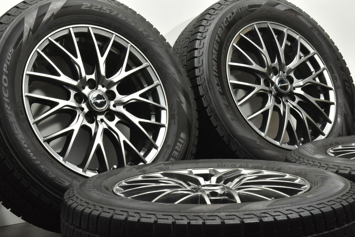 ホイール EXCEEDER 17in 7J 38 PCD114.3 アイスアシンメトリコ 225 65R17 ハリアー エクストレイル CX-8 レガシィアウトバック