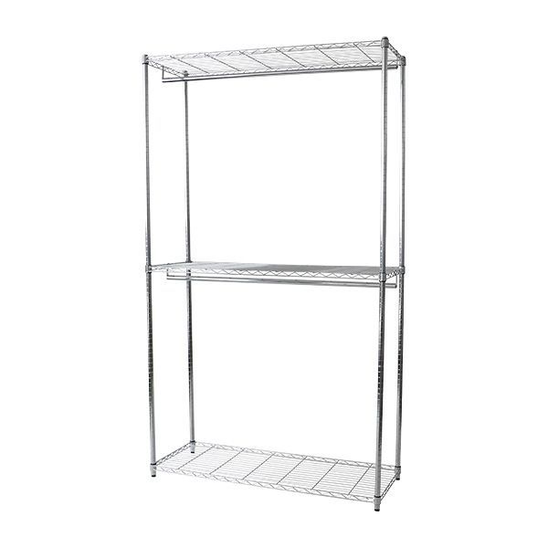 3段 スチールラック ハンガーラック 選べるカラー アジャスター