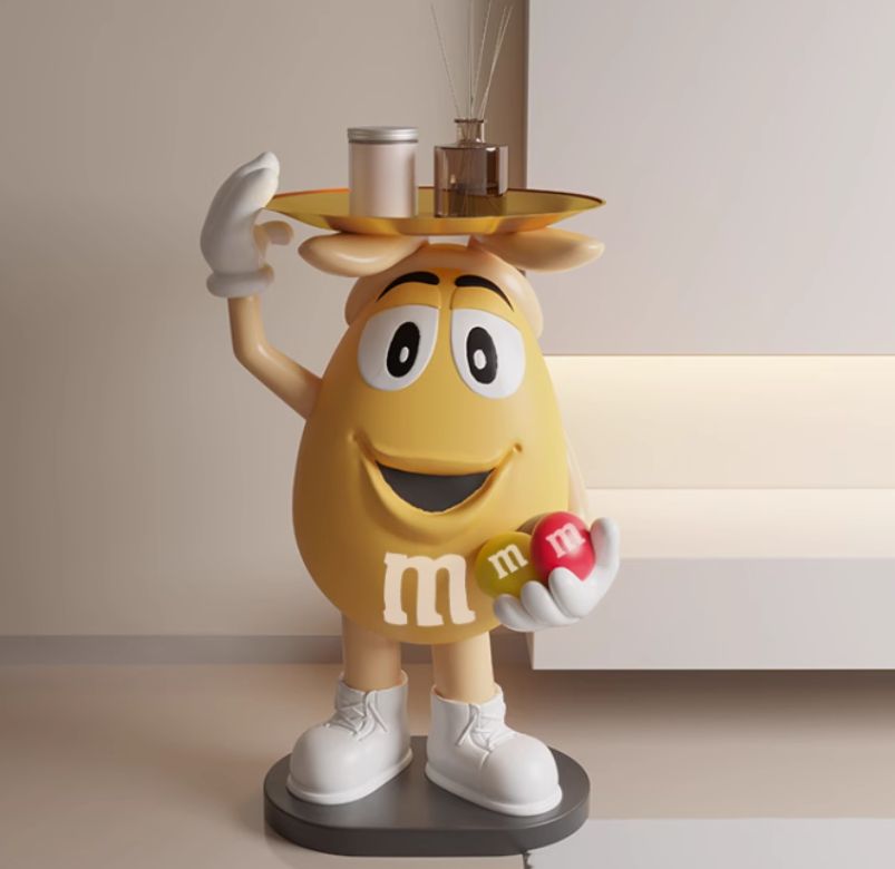 M&M's エムアンドエムズ 黄色 サイドテーブル 大型フィギュア 机 M&M's