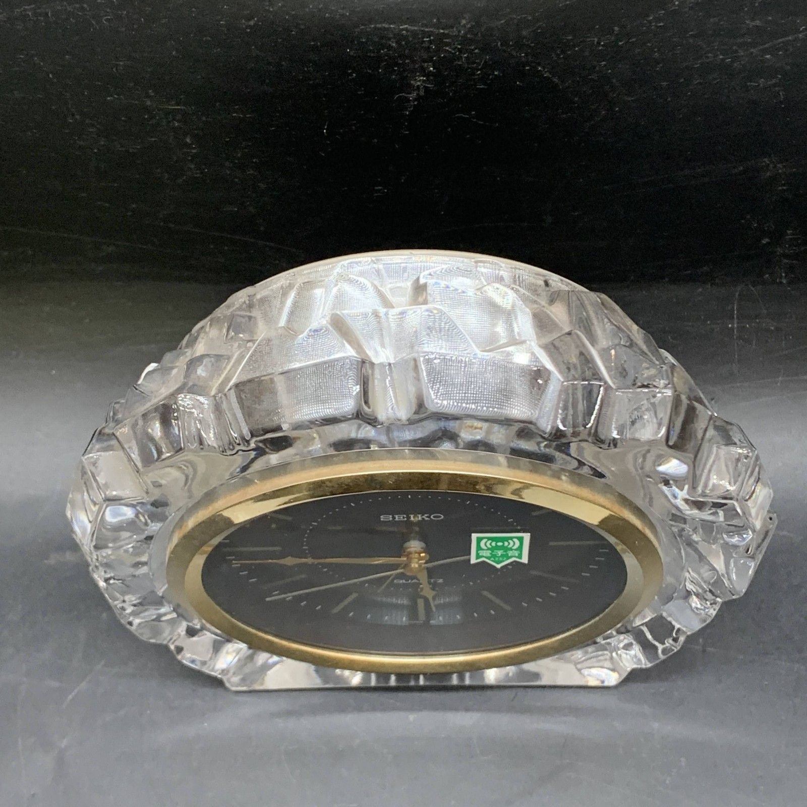 C312 可動 昭和レトロ SEIKO クリスタル置き時計 アンティーク 