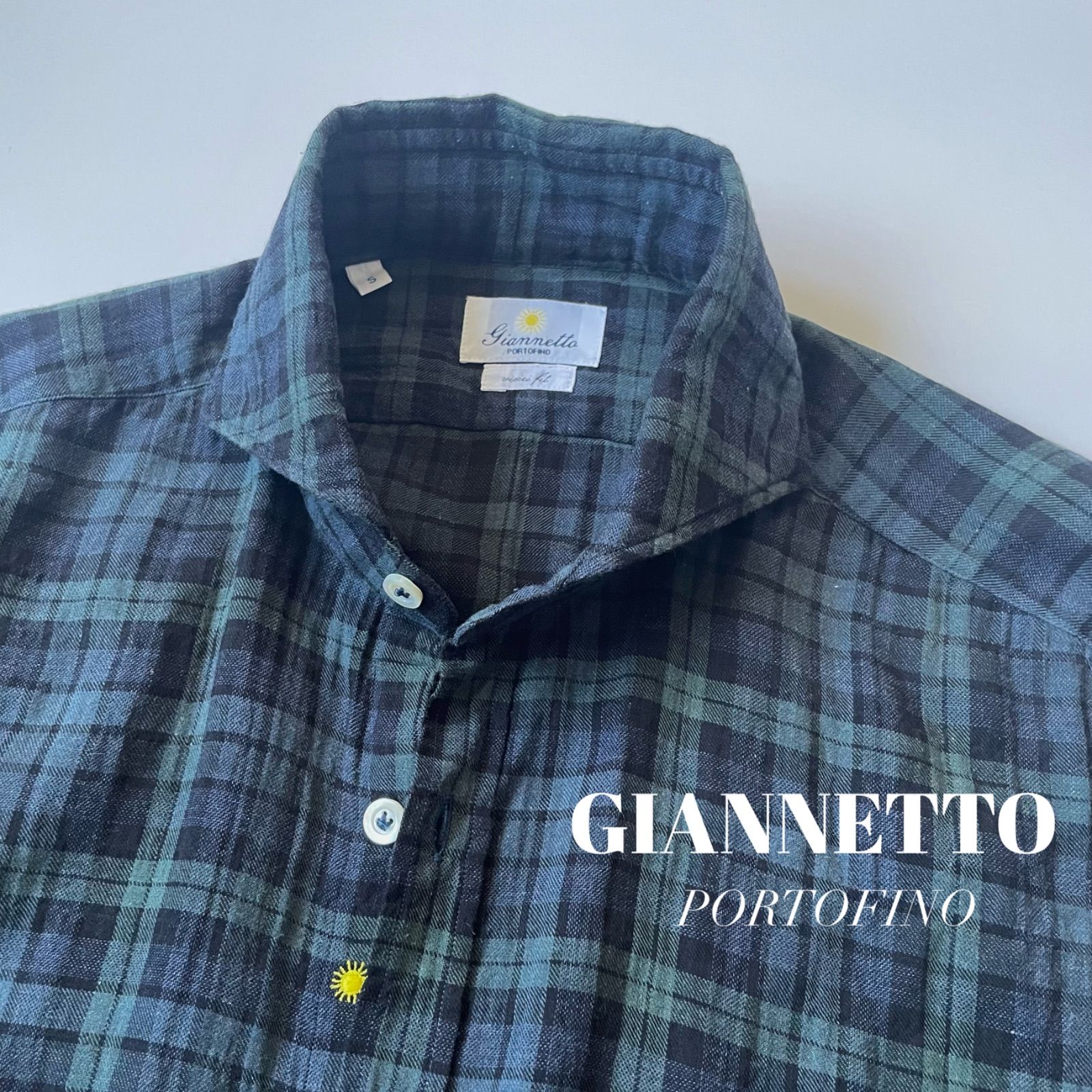 GIANNETTO / コットンブラックウォッチカッタウェイシャツ