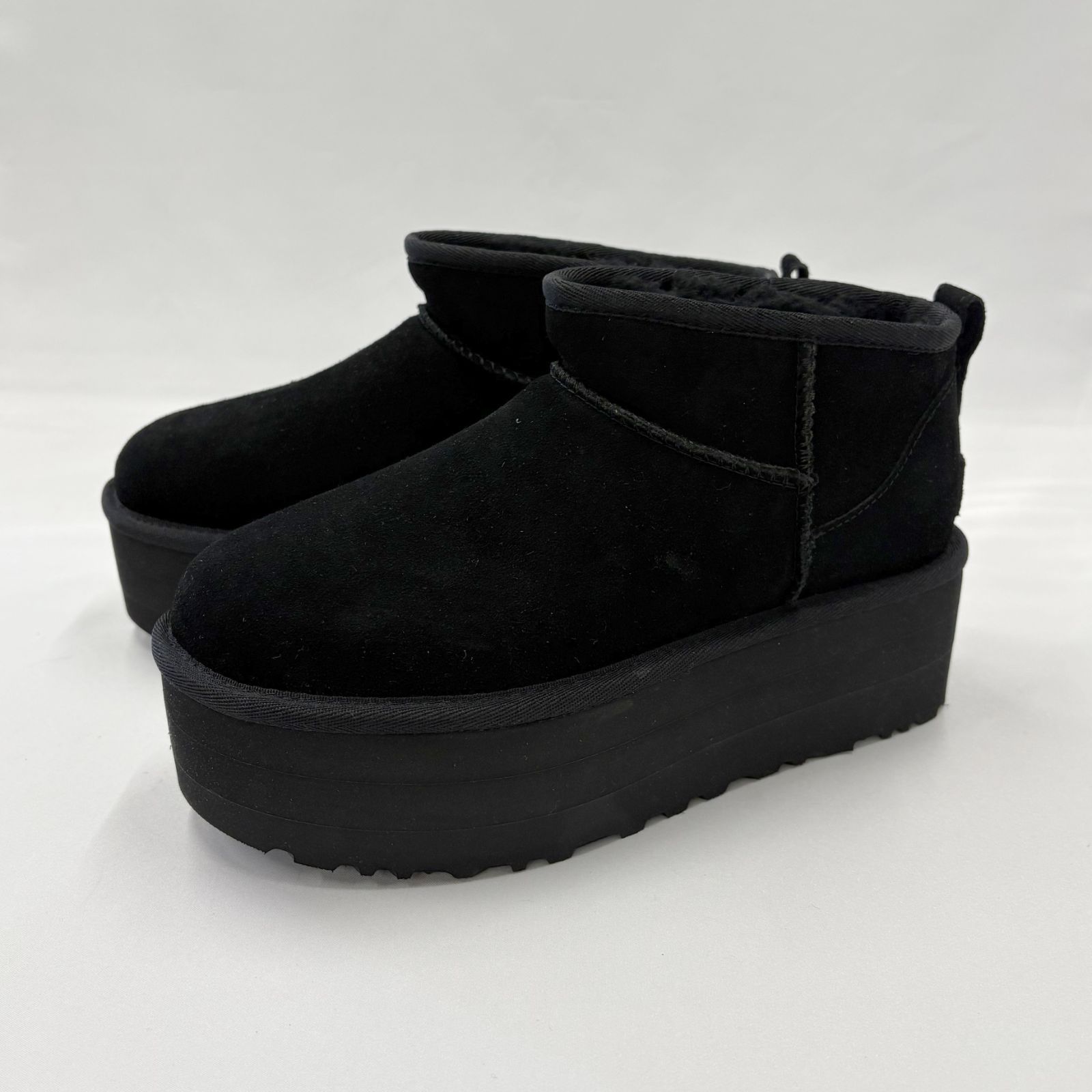 23.0cm 訳アリ UGG Classic Ultra Mini Platform クラシック ウルトラ ミニ プラットフォーム ブラック 厚底ムートンブーツ