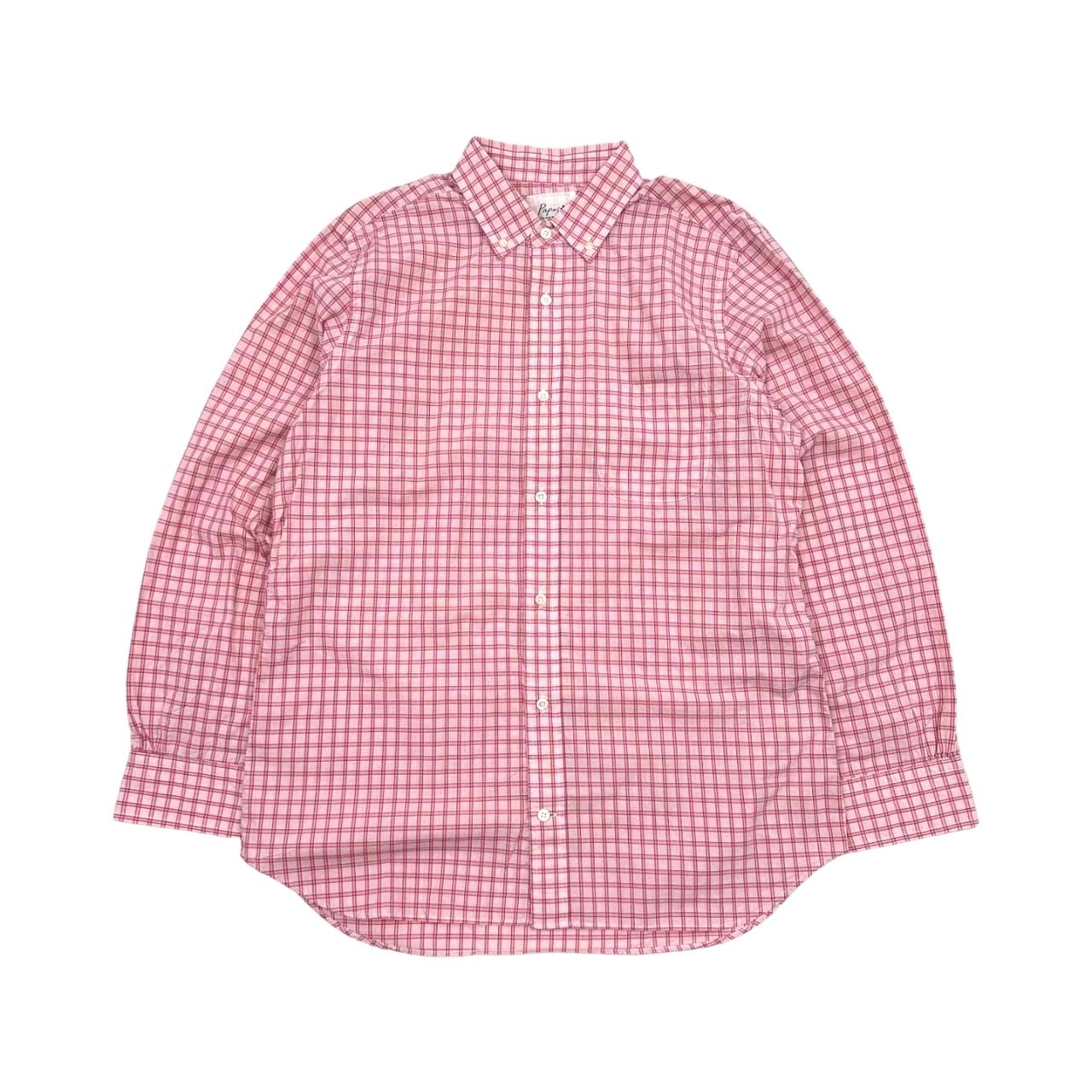 Papas ＋ パパス 長袖 ボタンダウン BD シャツ Lサイズ/ピンク系/メンズ コットン Papas ＋ パパス 長袖 ボタンダウン BD シャツ Lサイズ/ピンク系