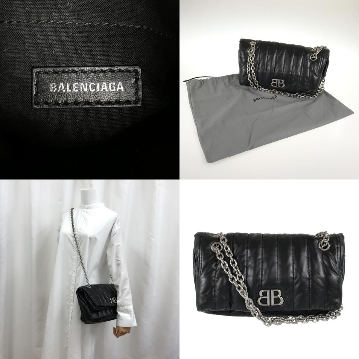 中古】BALENCIAGA(バレンシアガ) モナコ ショルダーバッグ 黒 レザー 