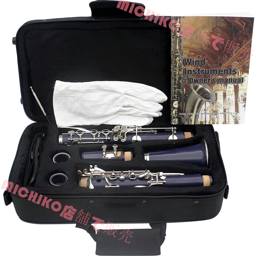 黒檀ボディ銀メッキBフラットプロ管楽器17キー プロ仕様クラリネット