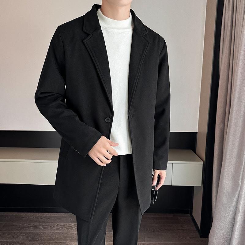 チェスターコート メンズ ロングコート ミドル丈 折り襟 カジュアル