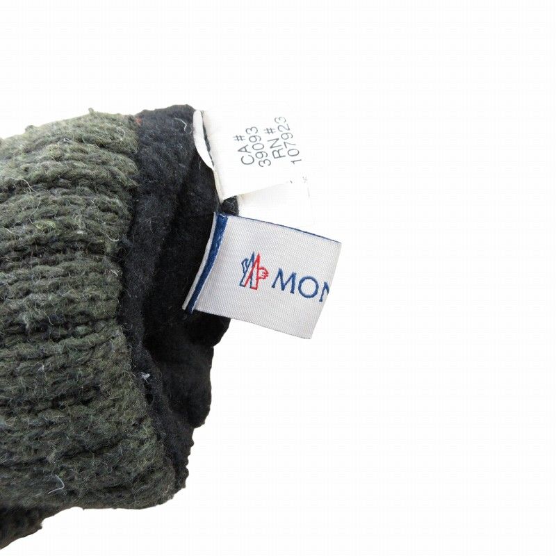 モンクレール MONCLER モンクレール THINSULATE ニットグローブ 手袋 切り替え 緑 グリーン 茶色 ブラウン S/M 0411 ■SH