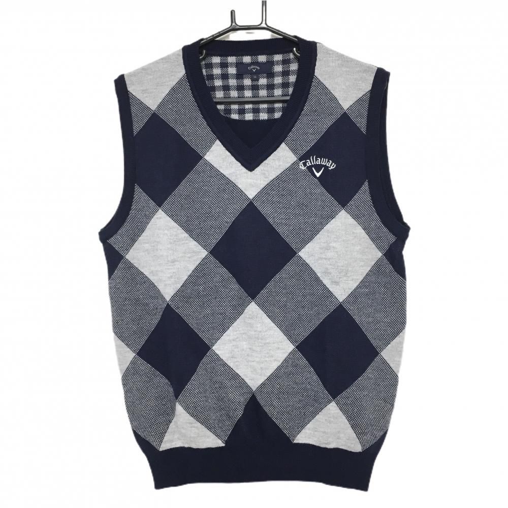 FIDRA ネイビー キルティング ベスト ハイネック ニットVネックベスト