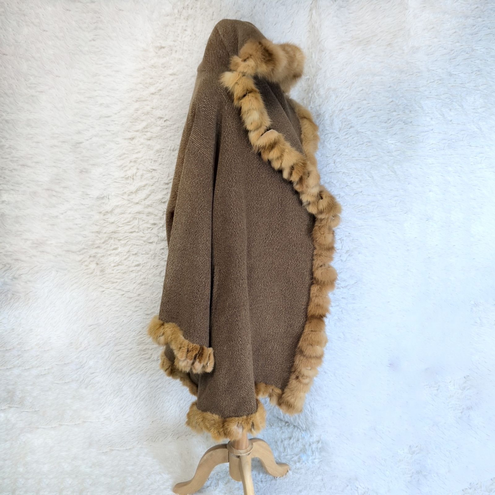 リアルファーポンチョ風 ケープ