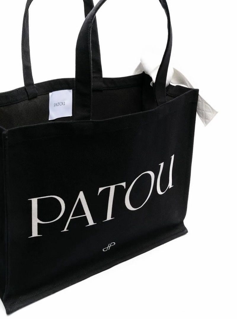 PATOU パトゥ オーガニックコットンキャンバスラージトート Black