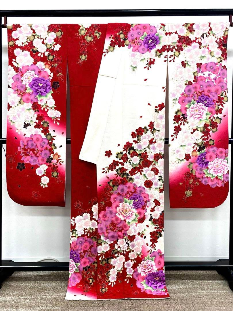 振袖 豪華 刺繍 金駒 金彩 紋意匠 牡丹 桜 身丈163cm 振袖 豪華 刺繍 金駒 金彩 紋意匠 牡丹 桜 身丈163cm