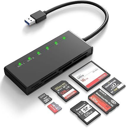 驚きの破格値，セール 【在庫処分】SDカードリーダー、7 in 1 USB3.0 カードリーダー SD/Micro SD/CF/XD/MS/MMCカメラメモリカード用、5Gbpsで5枚同時読み取り、Windows/Linux/Mac OSに対応メモリーカードリーダー 応募券