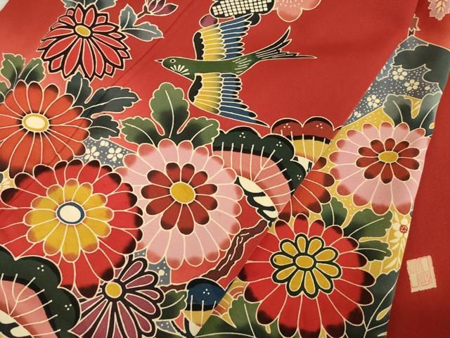 平和屋着物○極上 手ざし京紅型染・宮崎紅型 宮崎良次 振袖