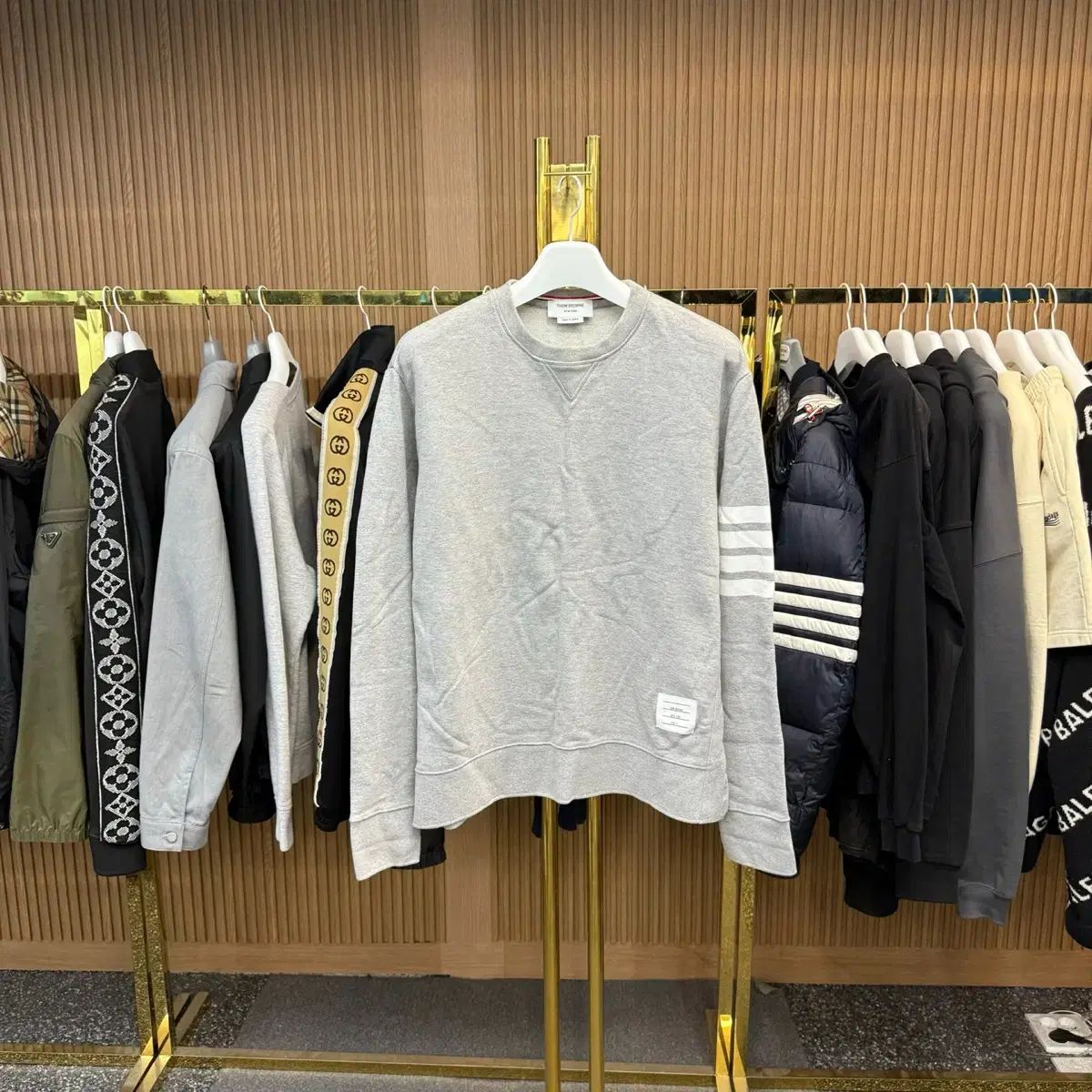 7 サイズ Thom Browne トム ブラウン 四本サイドライン グレー パーカー