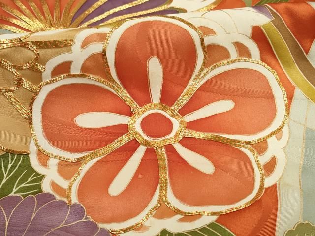 Mari さま専用正絹　豪華振袖　駒刺繍　花蝶文 平和屋着物○豪華振袖 駒刺繍 道長花丸文 正絹 逸品 CAAV8402vp