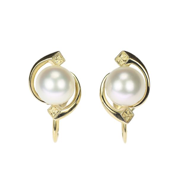 ミキモト K14YG アコヤ 真珠/パール イヤリング 径約 8.0mm