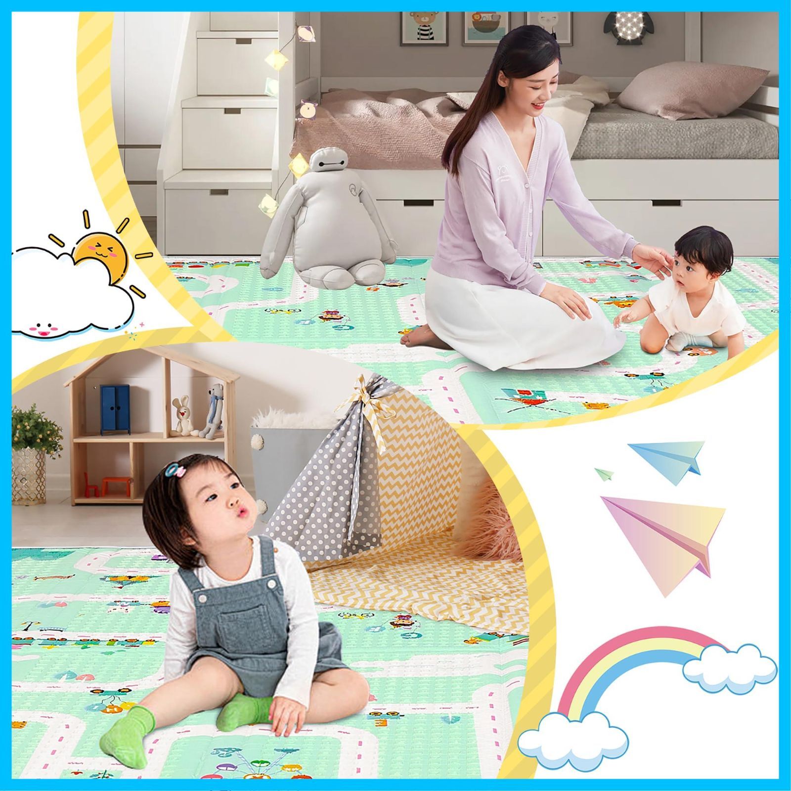 プレイマット-Artake 赤ちゃん プレイマット 収納しやすい 厚手  