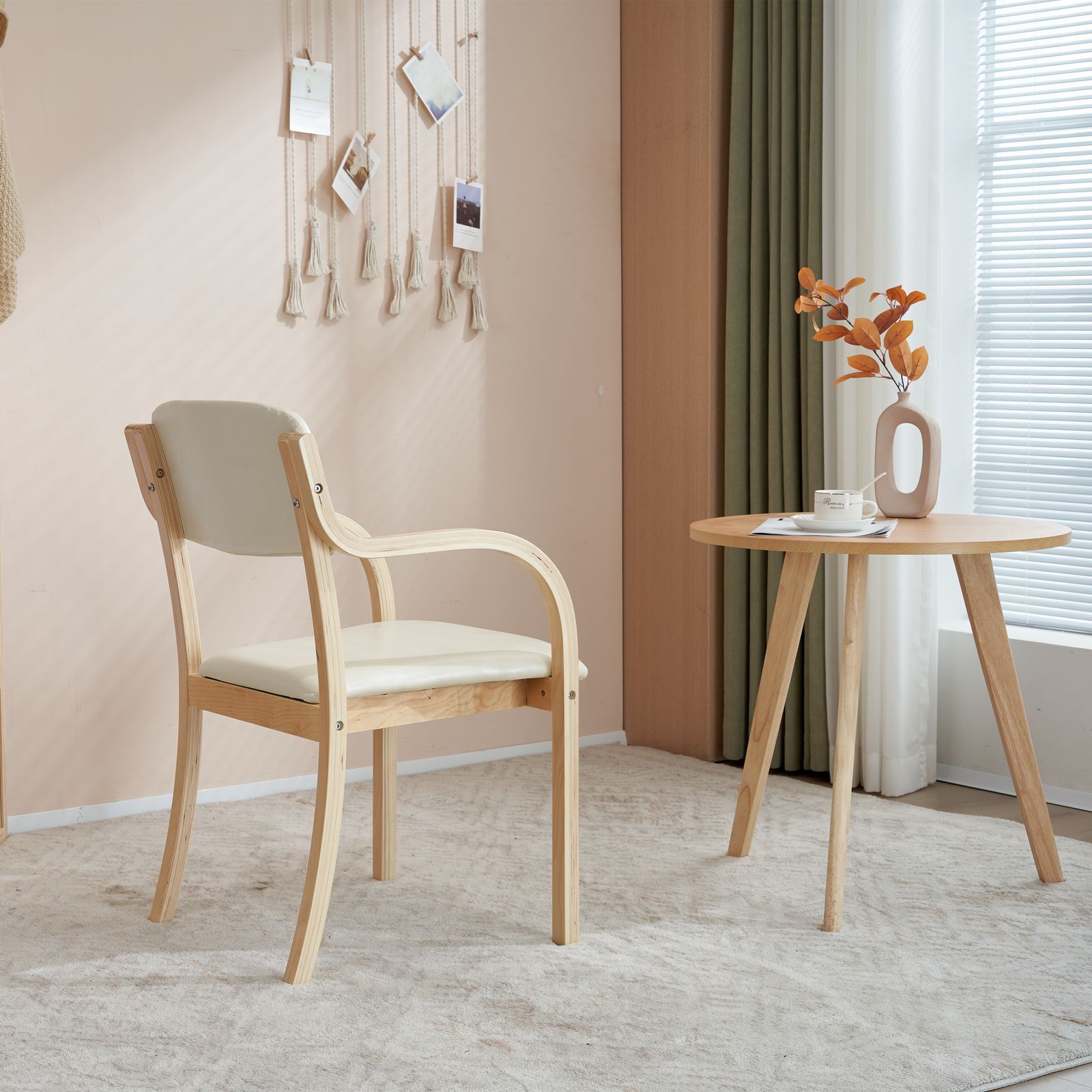 ピンク ダイニングチェア 木製 椅子 完成品 介護チェア イス