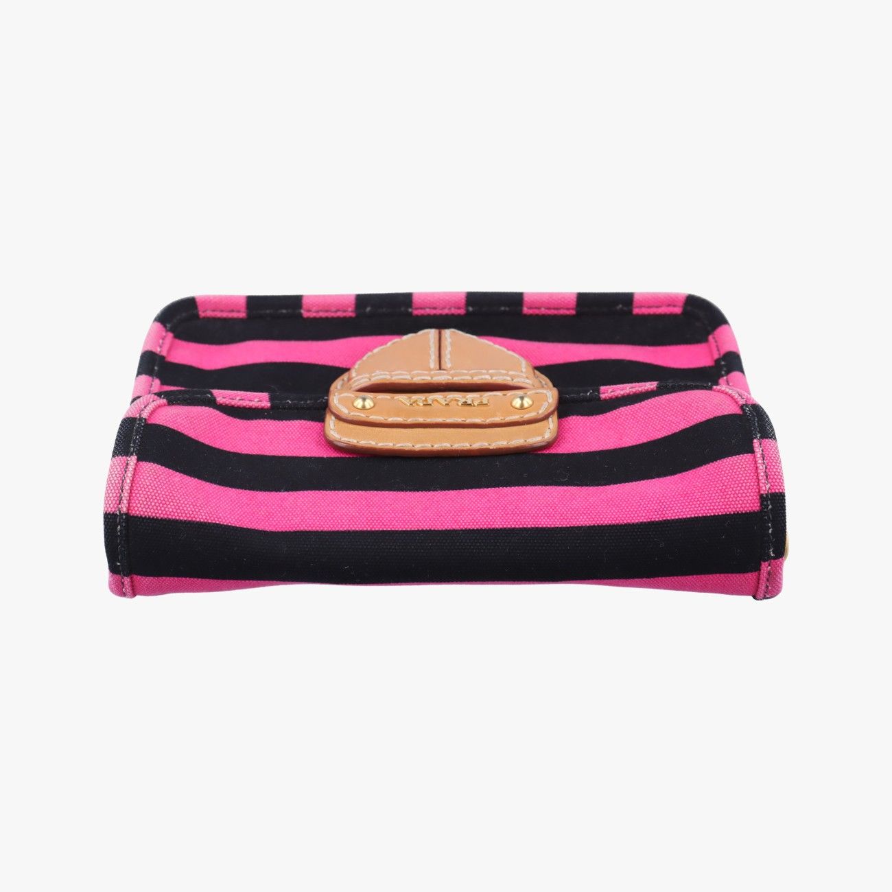 プラダPradaカナパ リゲブラック×ブラウン×ピンクキャンバスBT07857/B