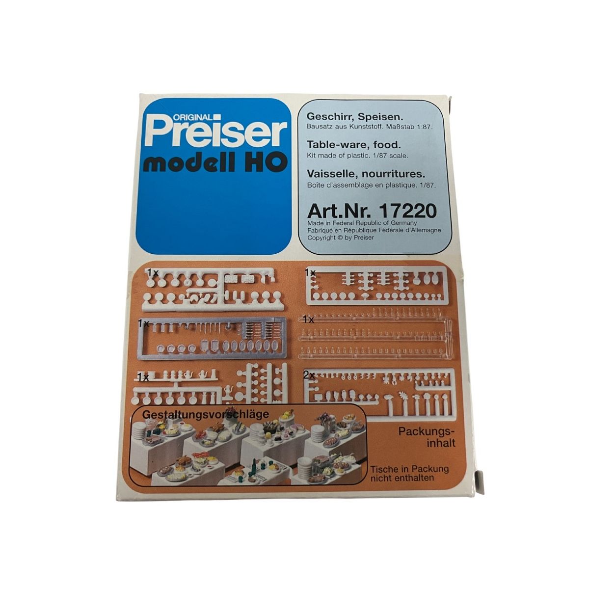 Preiser プライザー model HO 1 87 17220 食器と食べ物 鉄道模型 ジャンク B10438060