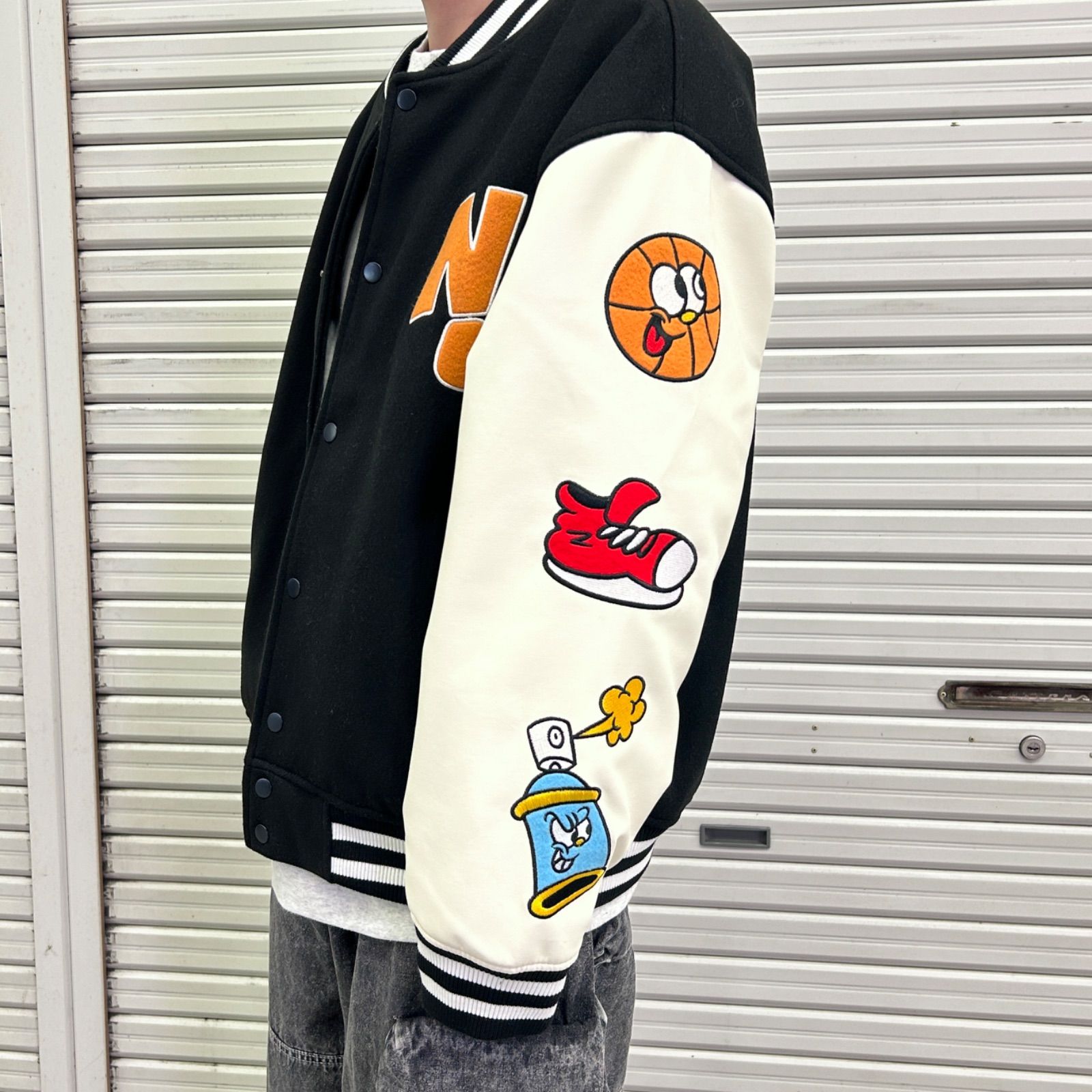 ✨流行を先取り✨NEW JACK アウター　スタジャン　Lsize NEWJACK ニュージャック スケーター ストリート 刺繍 スタジャン