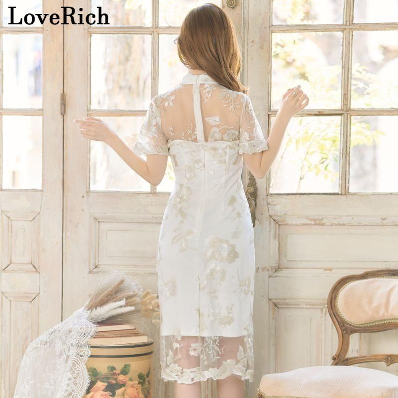 LoveRich ラブリッチ アシンメトリー 刺繍 レース チャイナ