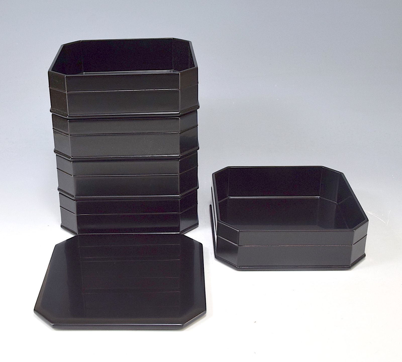 真塗 縁高 五客」 木製漆器 茶道具 菓子器 漆芸 漆塗 重箱