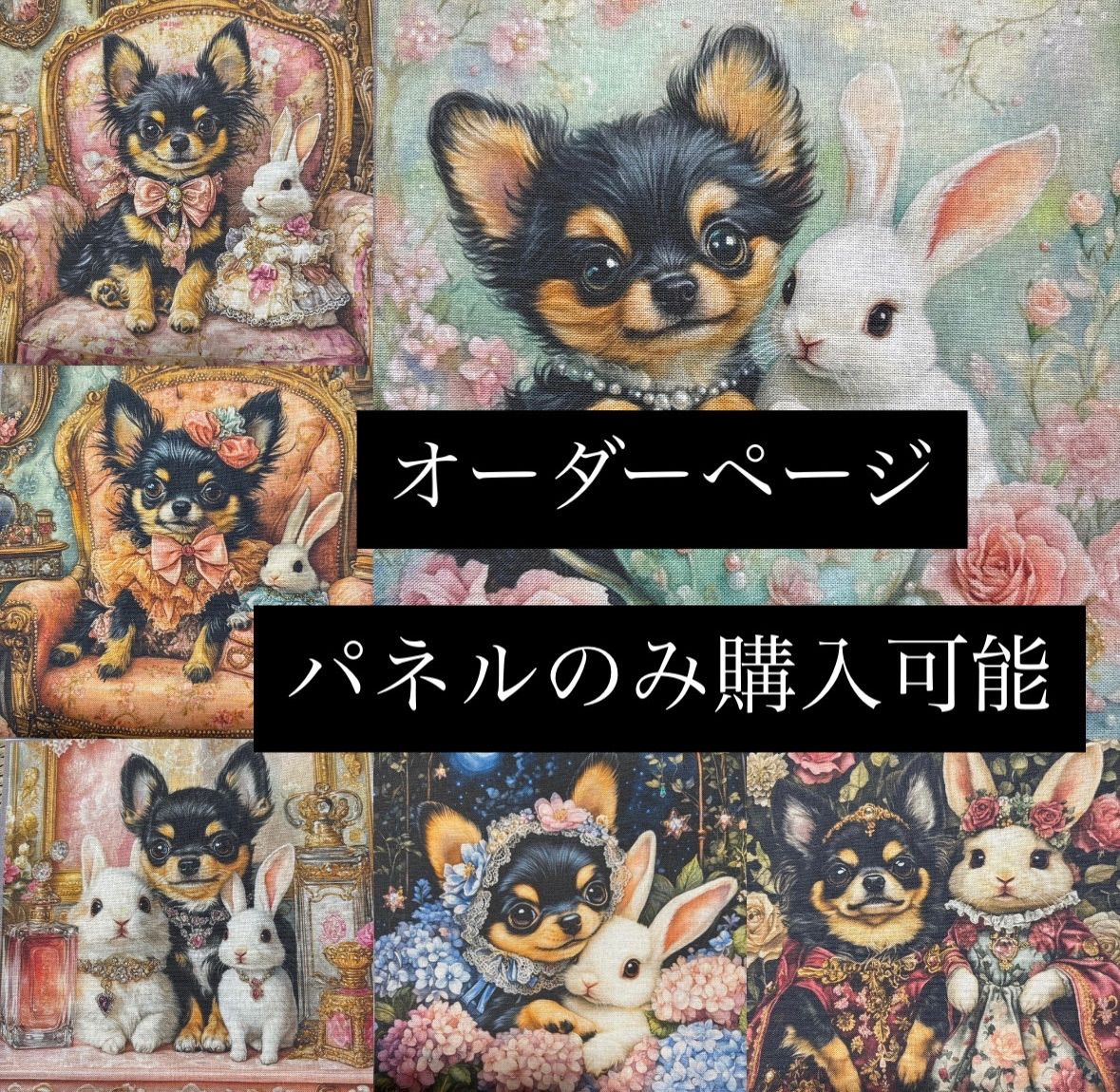 ハンドメイド オーダーページ パネル チワワ うさちゃん ポーチ トートバッグ