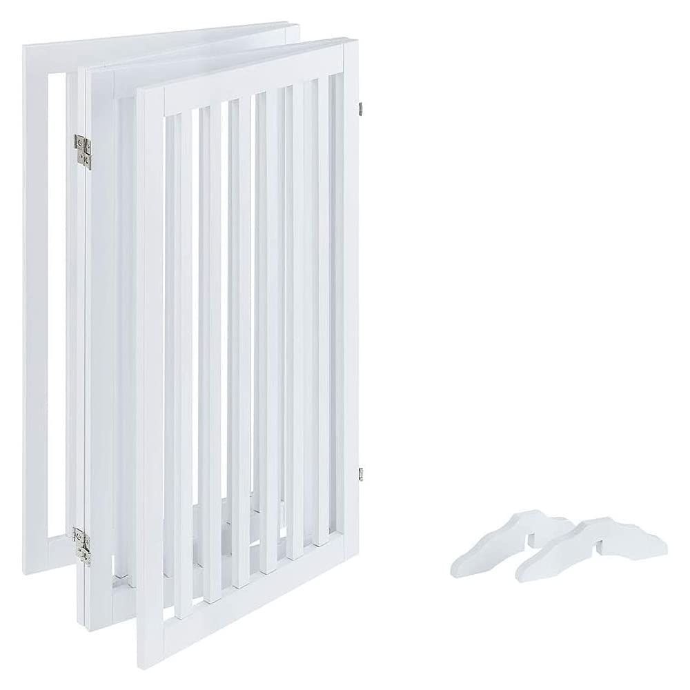 白い ハイタイプペットゲート置くだけ木製バリア 犬用フェンス unipaws STEELWINDOWSANDDOORS_COM