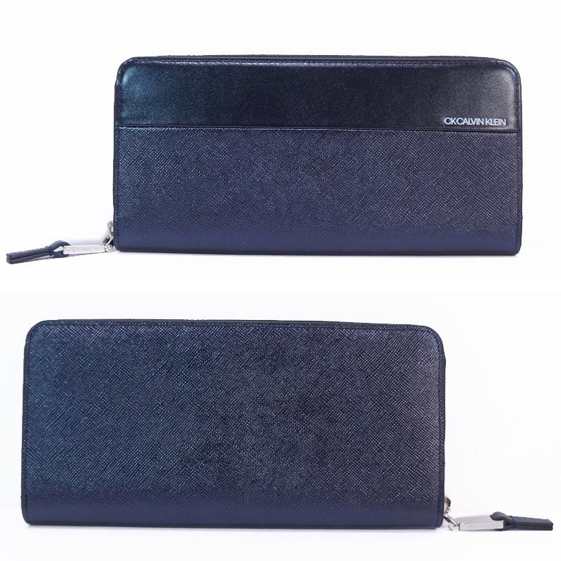 CK   中古美品カルバンクライン ラウンドファスナー財布 美品 カルバンクライン CK 長財布 ラウンドファスナー ブラック