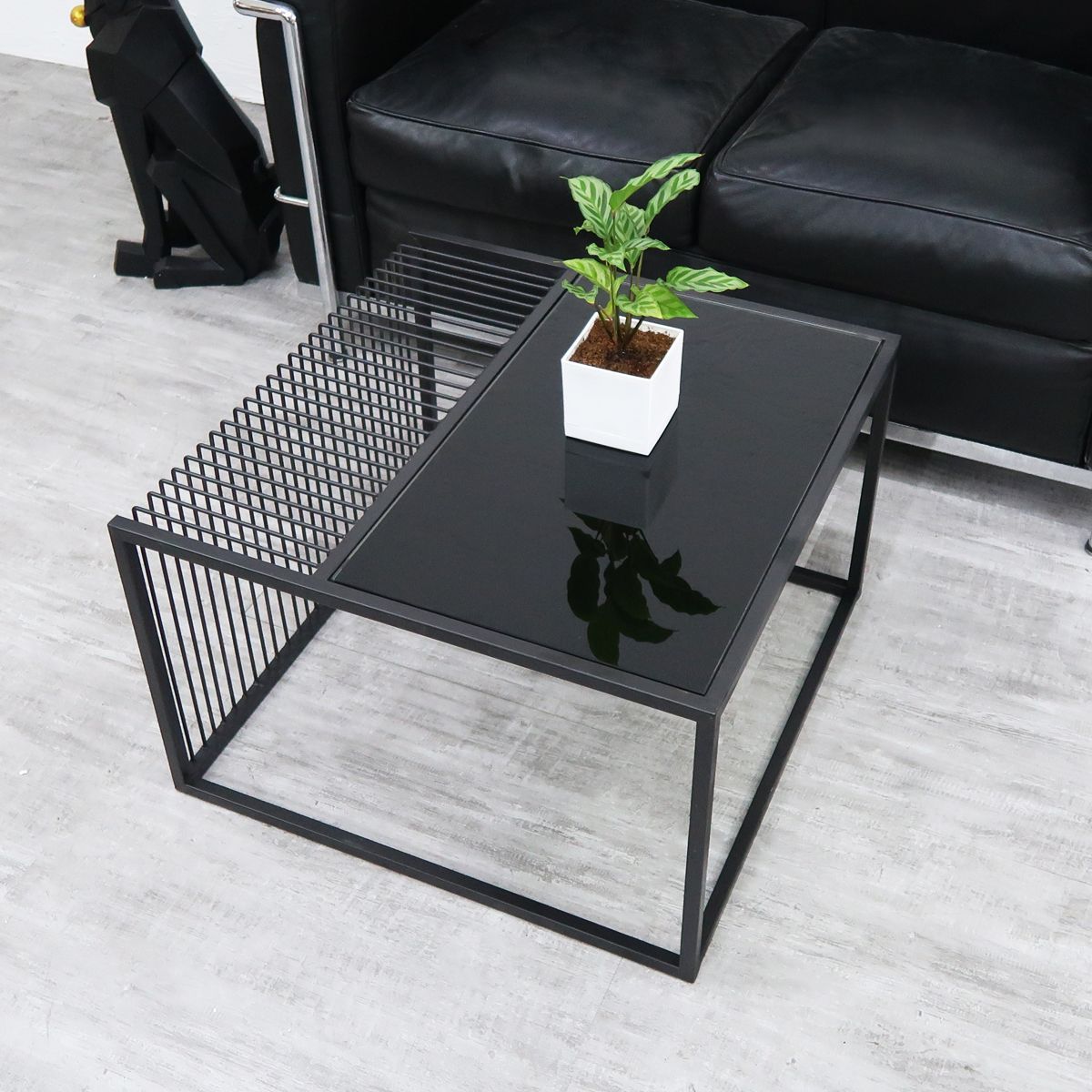 センターテーブル ガラステーブル ブラックガラス ローテーブル 黒