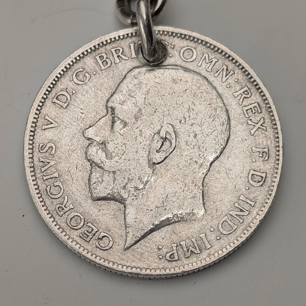 1923年 英国アンティーク 純銀製ダブルアルバートチェーン 56g 1
